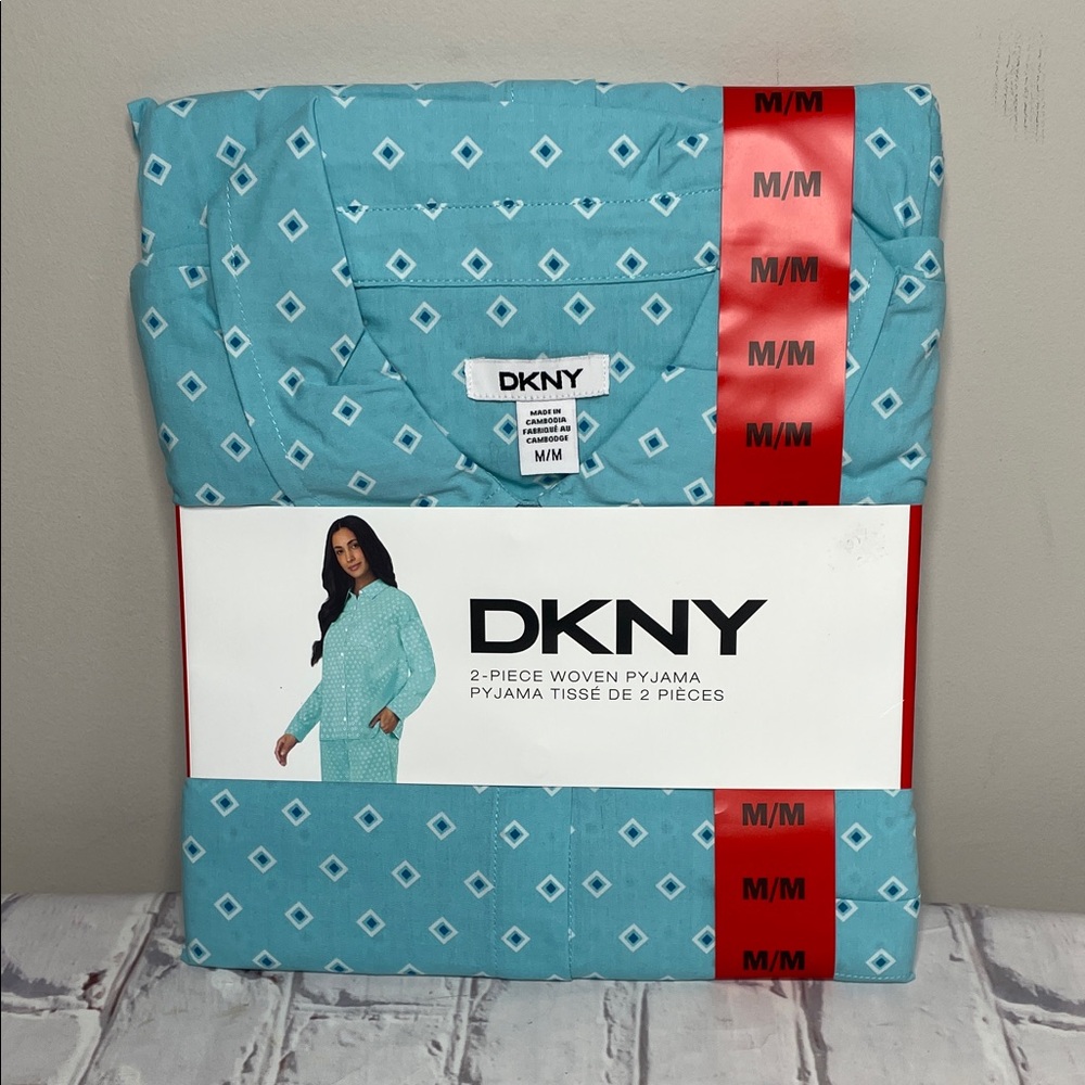 DKNY Teal Diamond Print Pajama Set